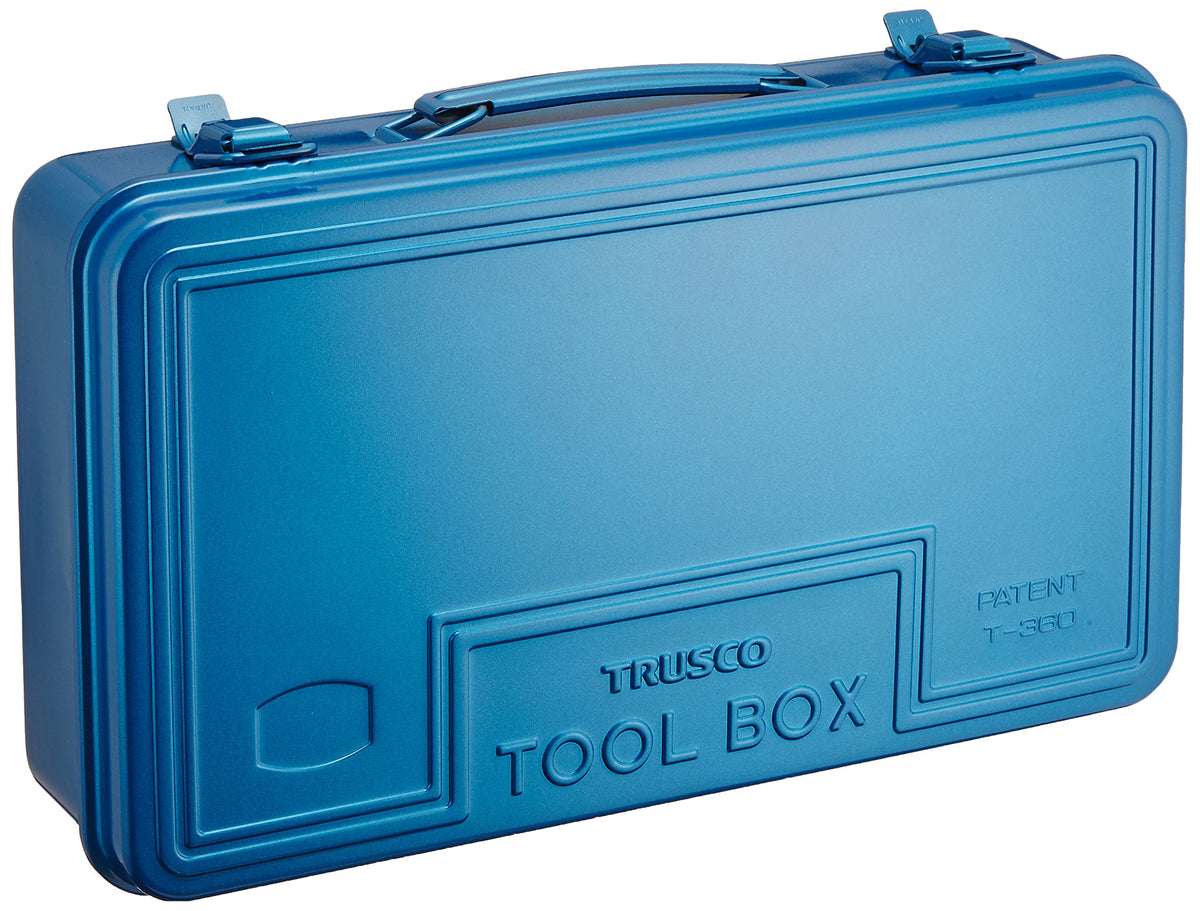 Trusco T-360 trunk tool box blue front view, durable and ready for gear