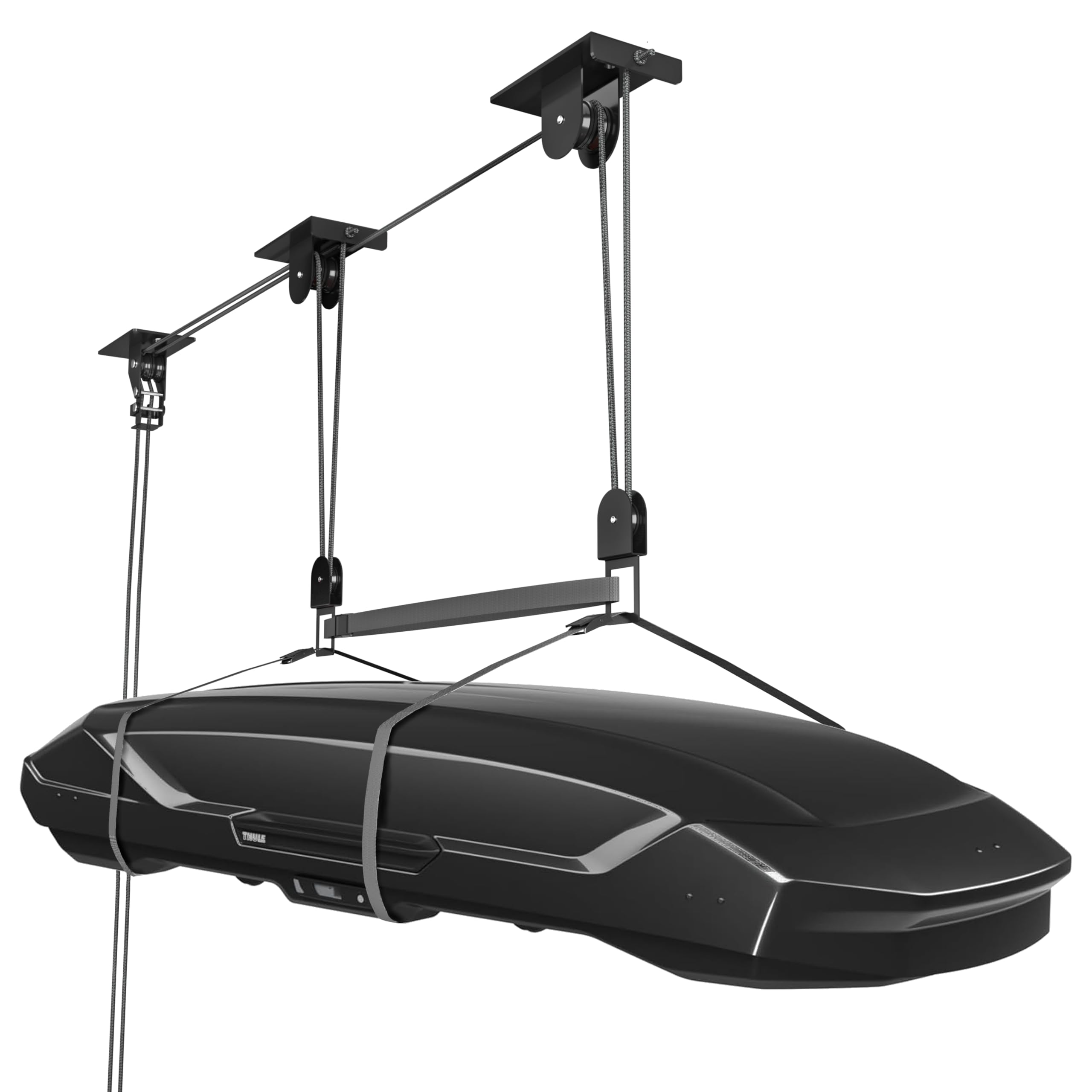TRUSOON cargo box pulley system ready for attic storage and space saving