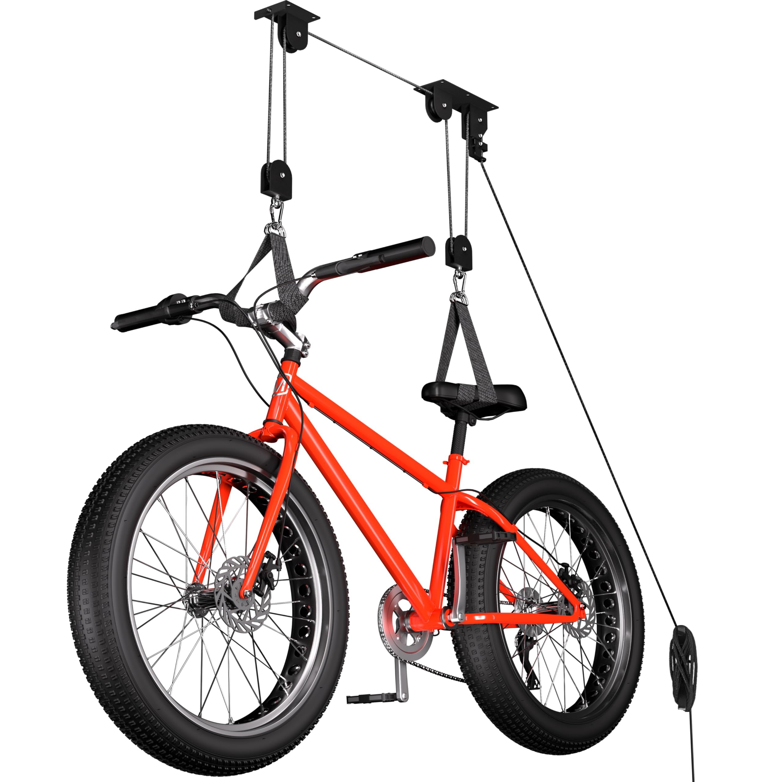 TRUSOON Bike Hoist shows 85 lb capacity for secure lifting.