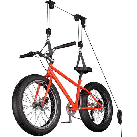 TRUSOON Bike Hoist shows 85 lb capacity for secure lifting.