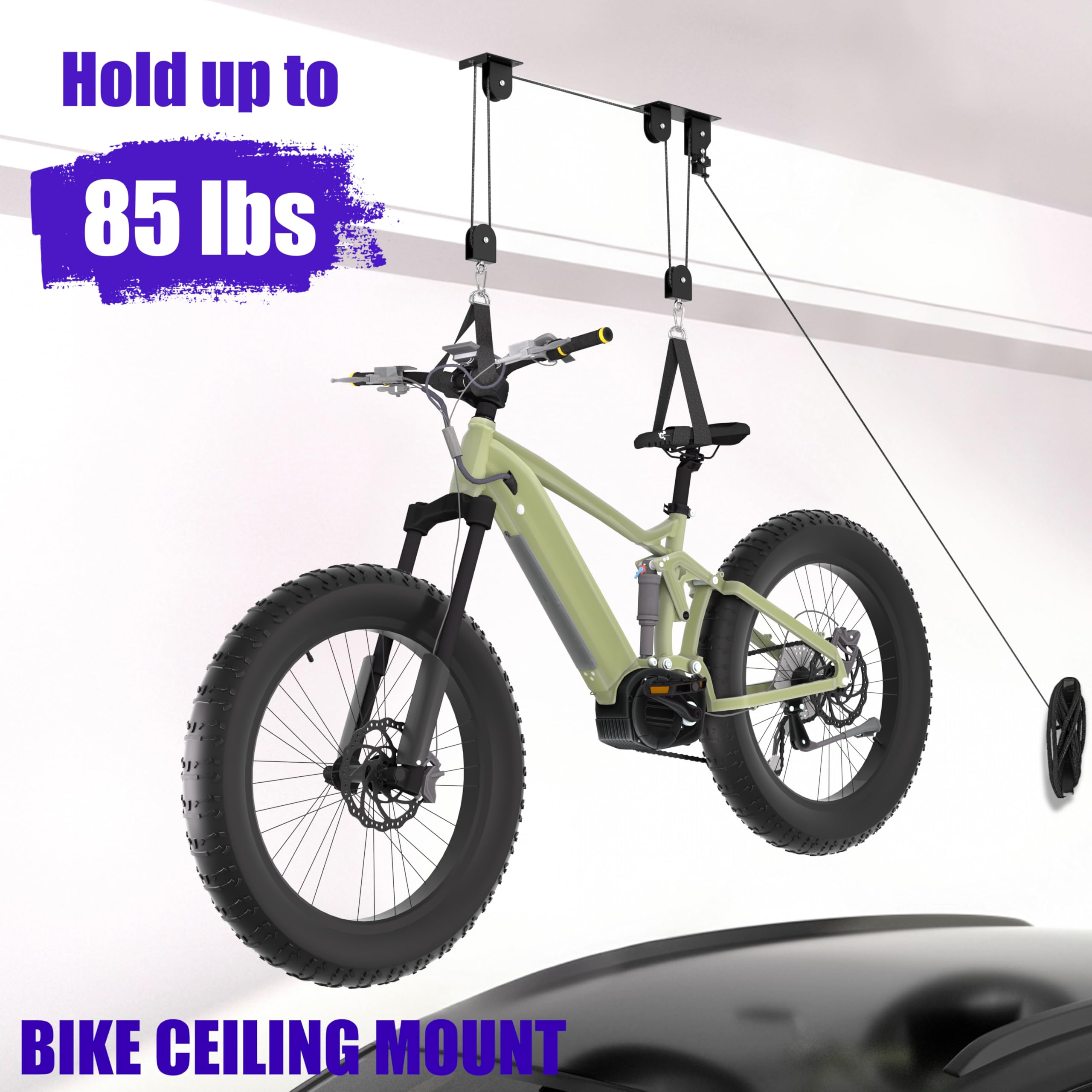 TRUSOON Garage Ceiling Mount demonstrates space-saving storage.