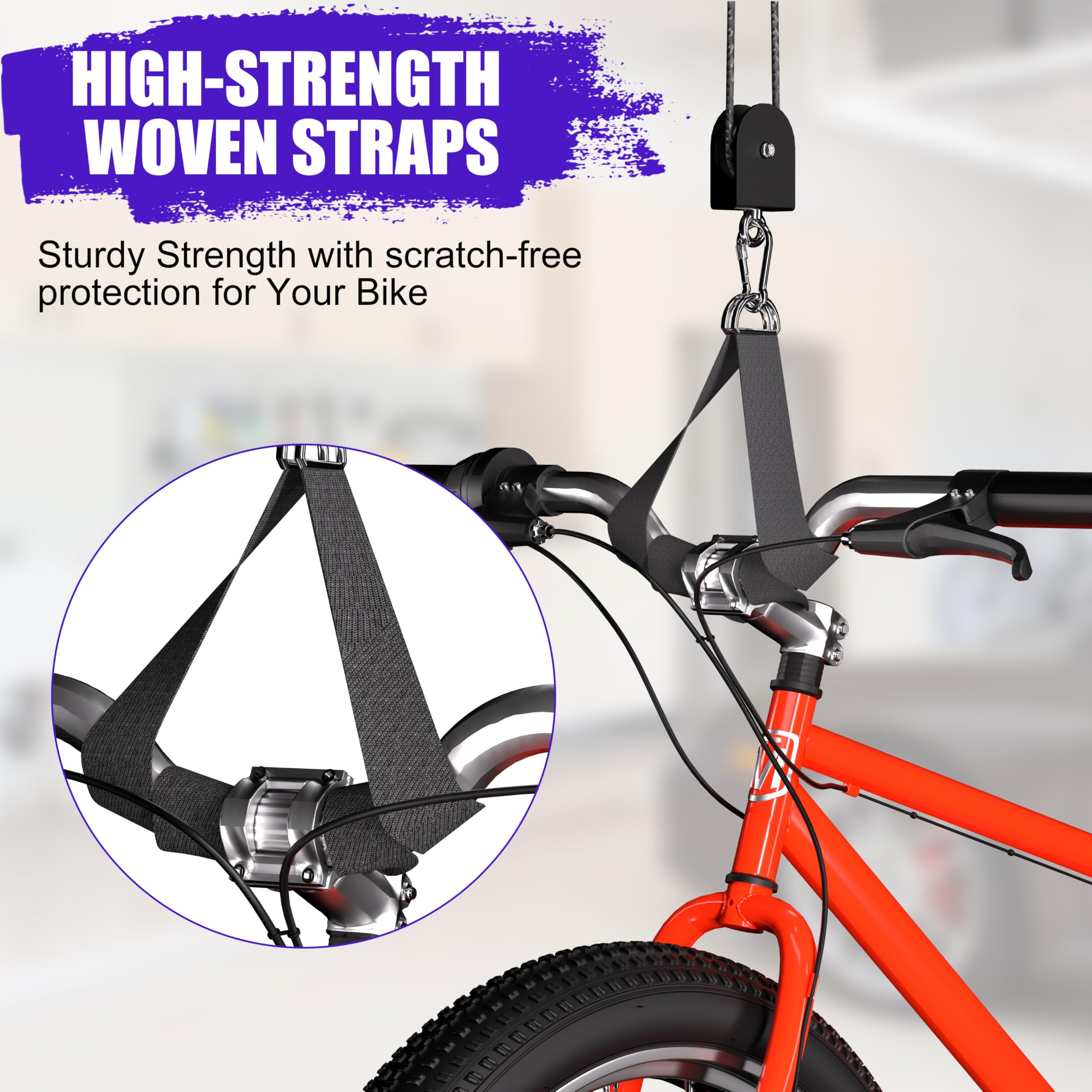 TRUSOON safety-locking mechanism keeps bikes securely suspended during use