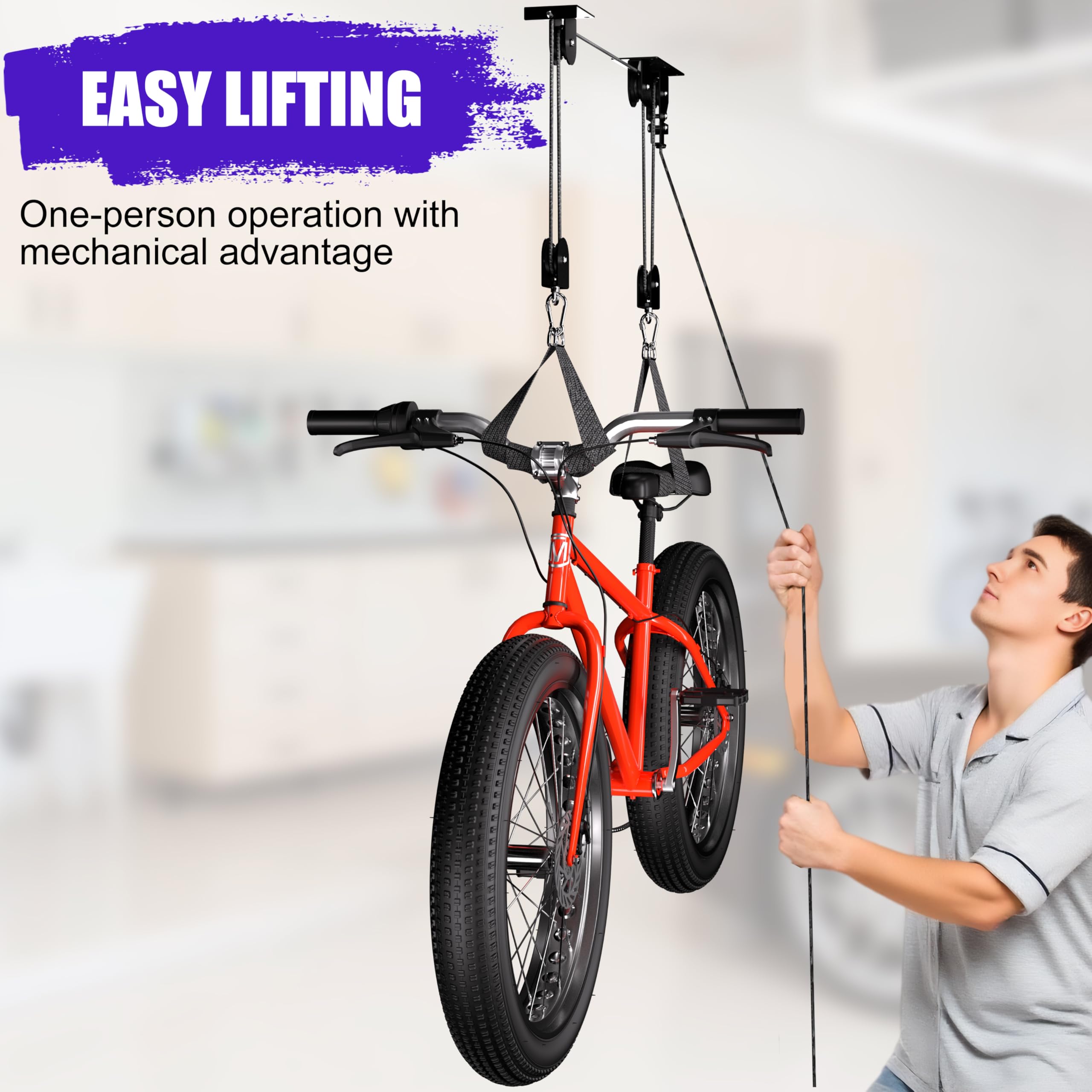 TRUSOON soft-pad-rope protection preserves bike finish while lifting