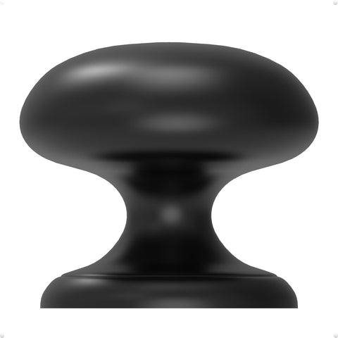 trust4care large matte black knob with wide backplate closeup for updated closet hardware