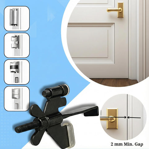 Trustella door lock fitted on inward-opening door, compatible with a 2mm gap