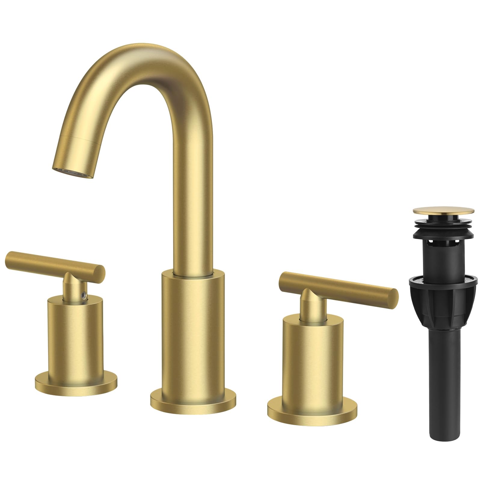 TRUSTMI 8-inch widespread brushed gold faucet enhances contemporary vanities with a durable finish.