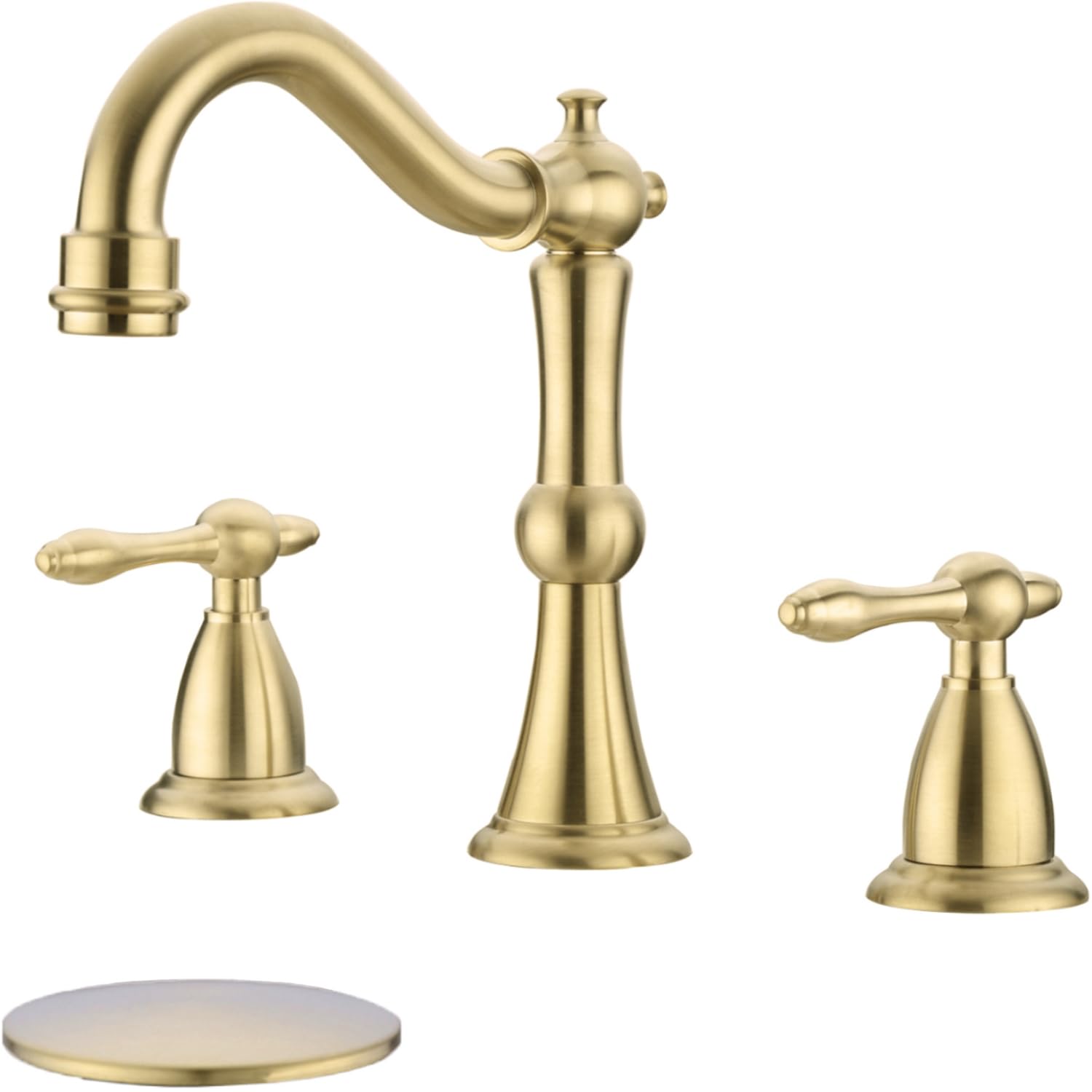 Trustmi brushed gold 8-inch widespread faucet front view for a luxurious bath.