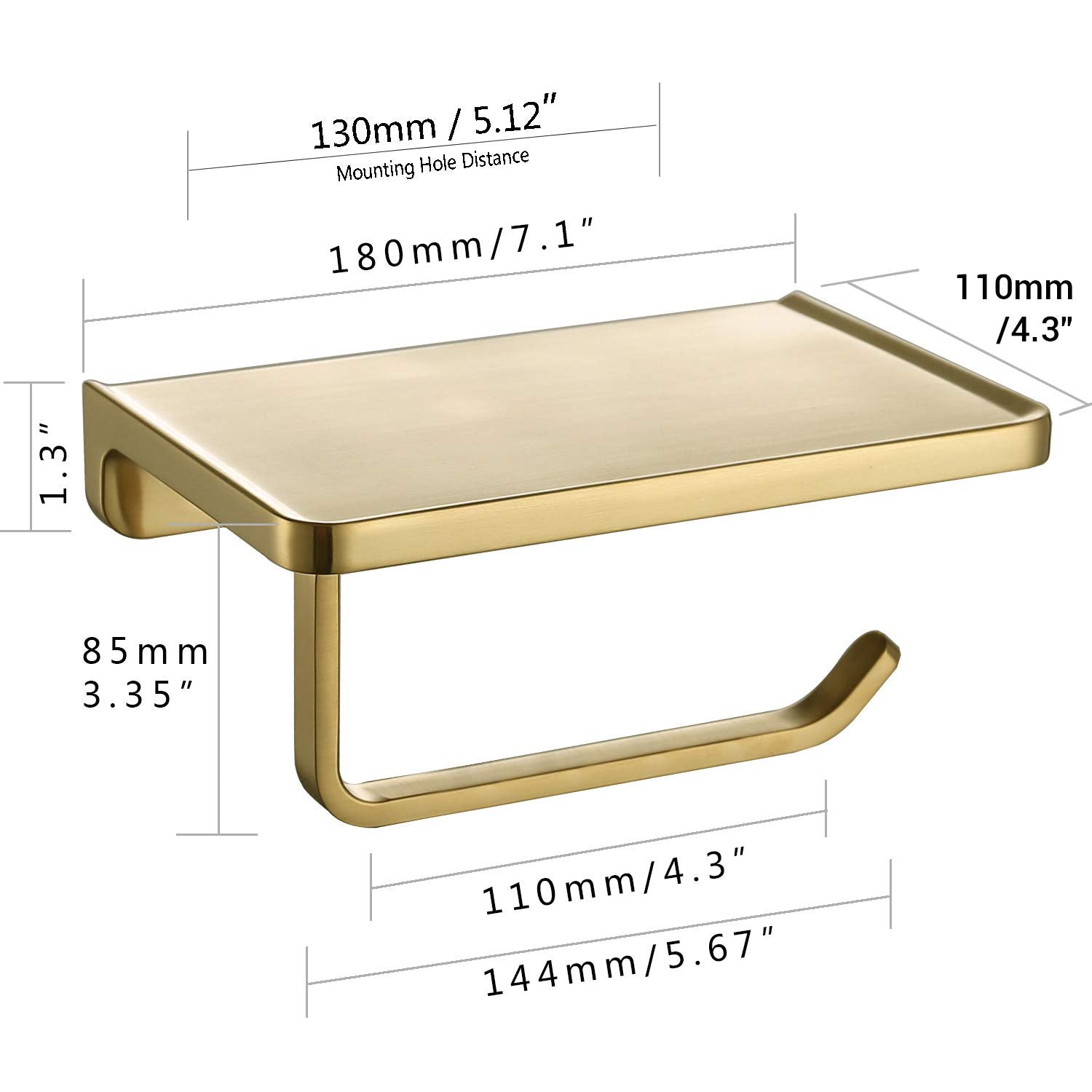 Trustmi brushed gold holder screw pack included for easy installation.