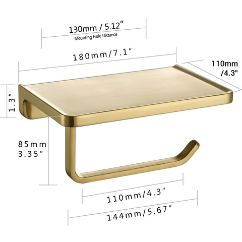 Trustmi brushed gold holder screw pack included for easy installation.