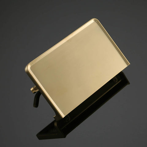 Trustmi brushed gold holder closeup showing durable brushed finish.