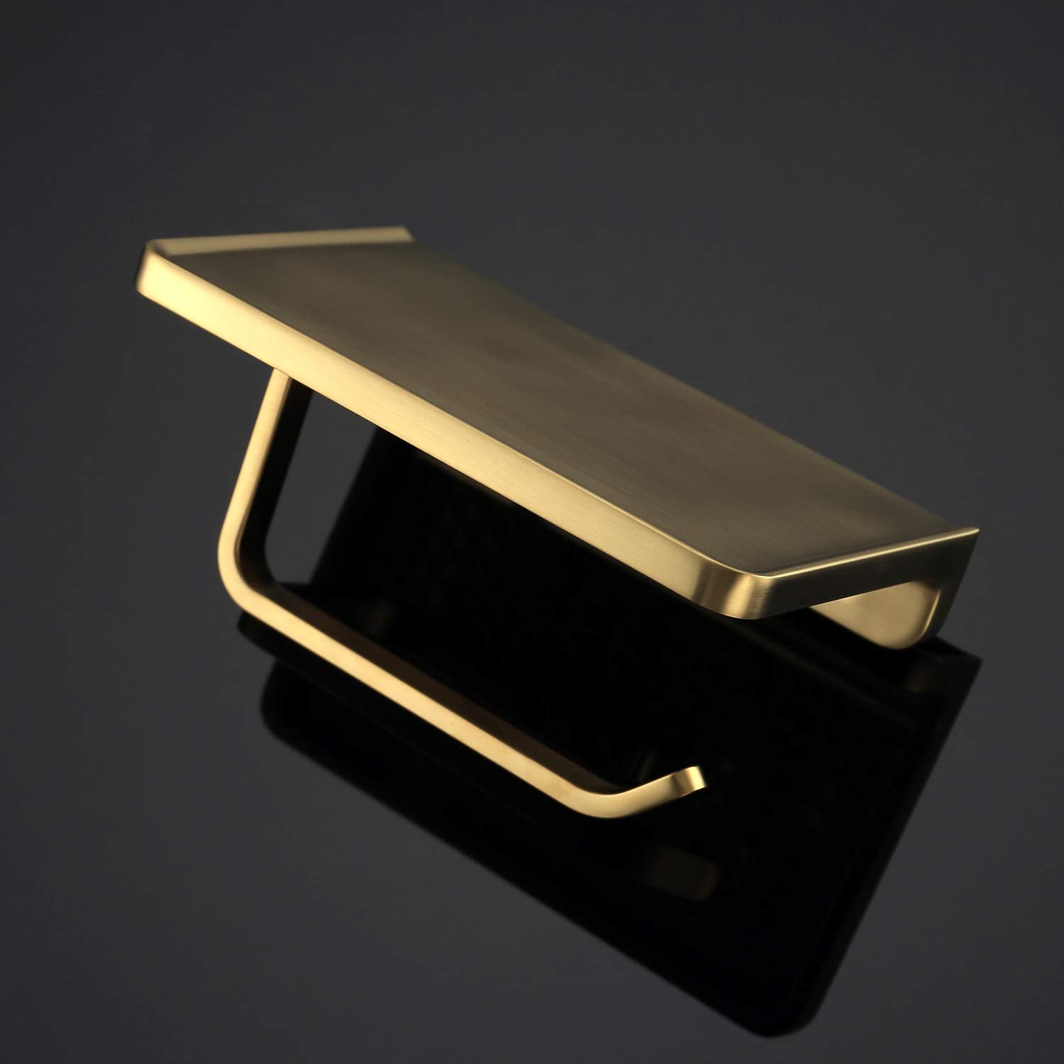 Trustmi toilet paper holder shelf with phone storage, keeps devices safe.