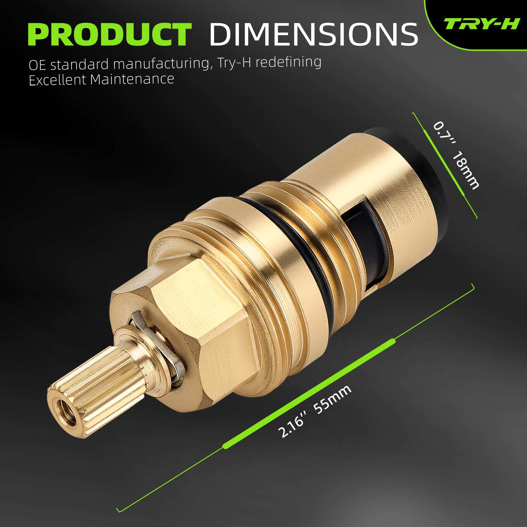 Try-H faucet cartridge tested under pressure to demonstrate durability in real conditions.