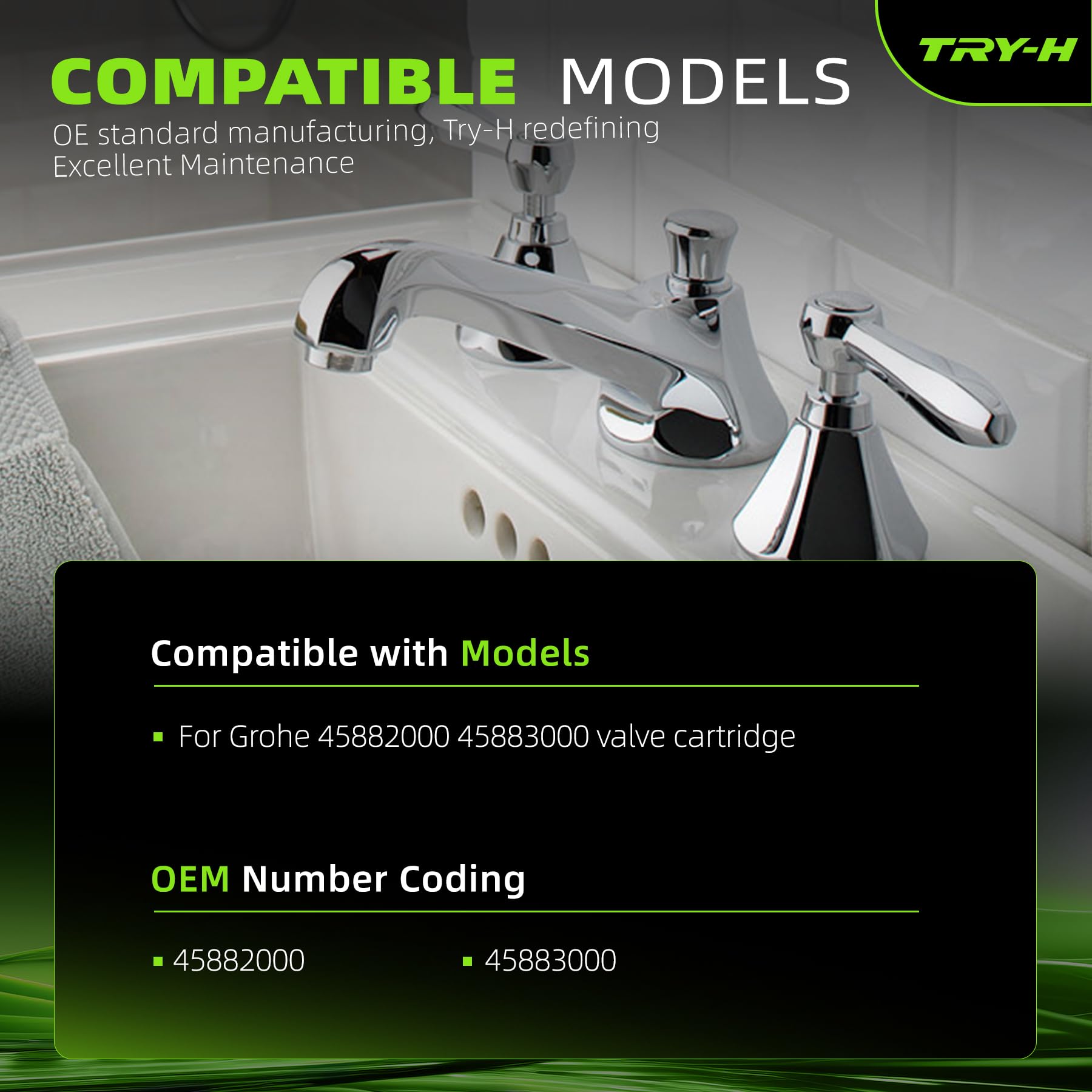 Try-H faucet ceramic cartridge side view highlighting high-temperature resistance for reliable daily use.