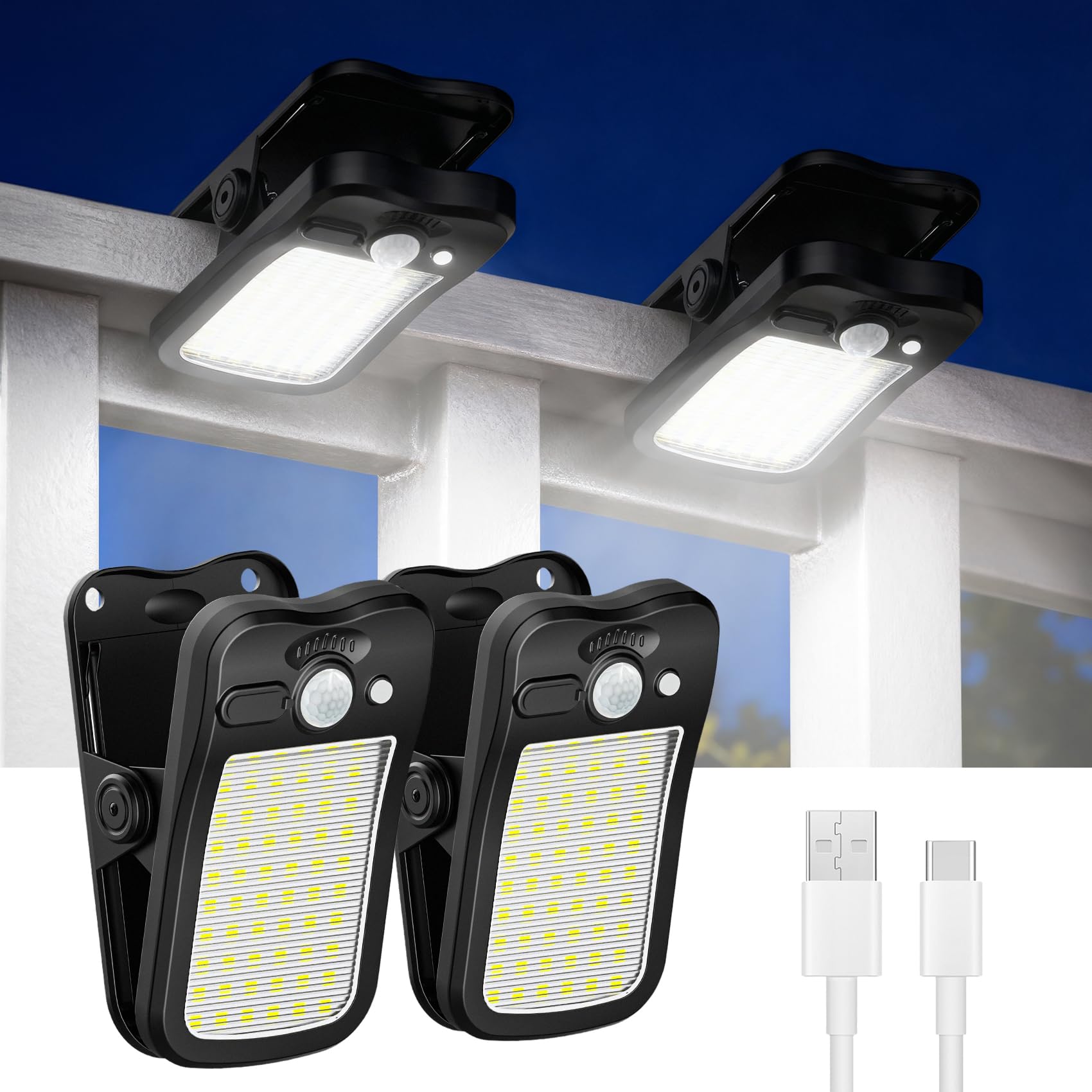Tryme clip-on solar lights on a fence post provide wide-area illumination for safety.