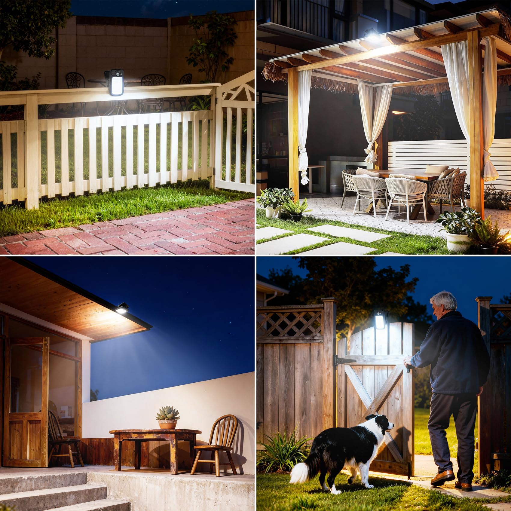 Tryme clip-on solar lights mounted on a fence show easy tool-free installation.