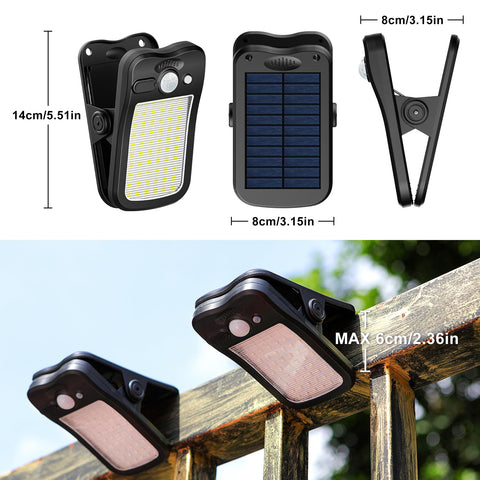 Detail of the mounting clip on Tryme solar lights showing secure attachment.