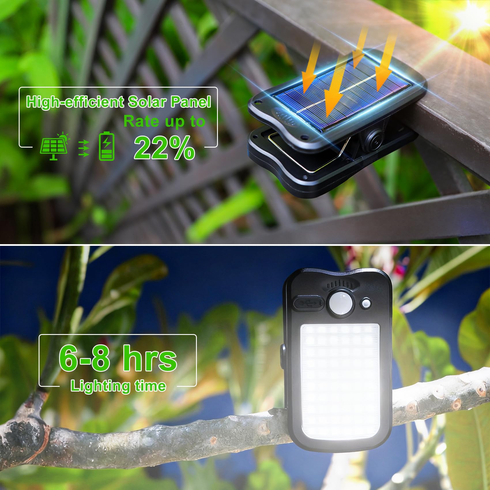 Weatherproof Tryme clip-on solar lights withstand rain and snow for year-round use.