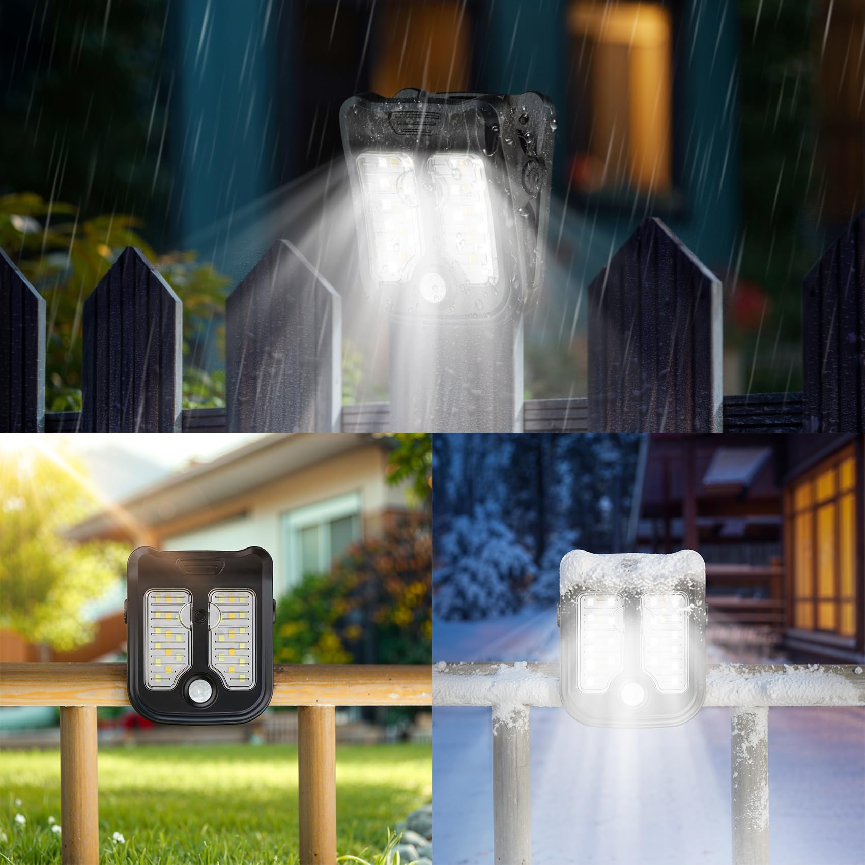 Tryme small solar light on a deck step offering warm illumination.