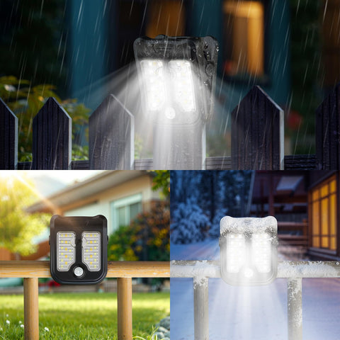 Tryme small solar light on a deck step offering warm illumination.