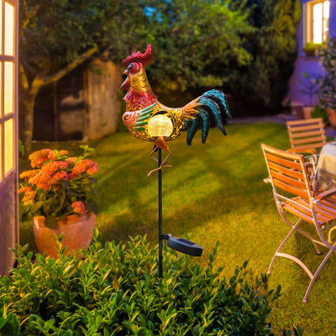Tryme solar garden light chicken decor with hollow colorful design
