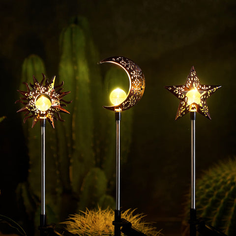 Tryme solar garden stake moon enhances nighttime serenity for your yard