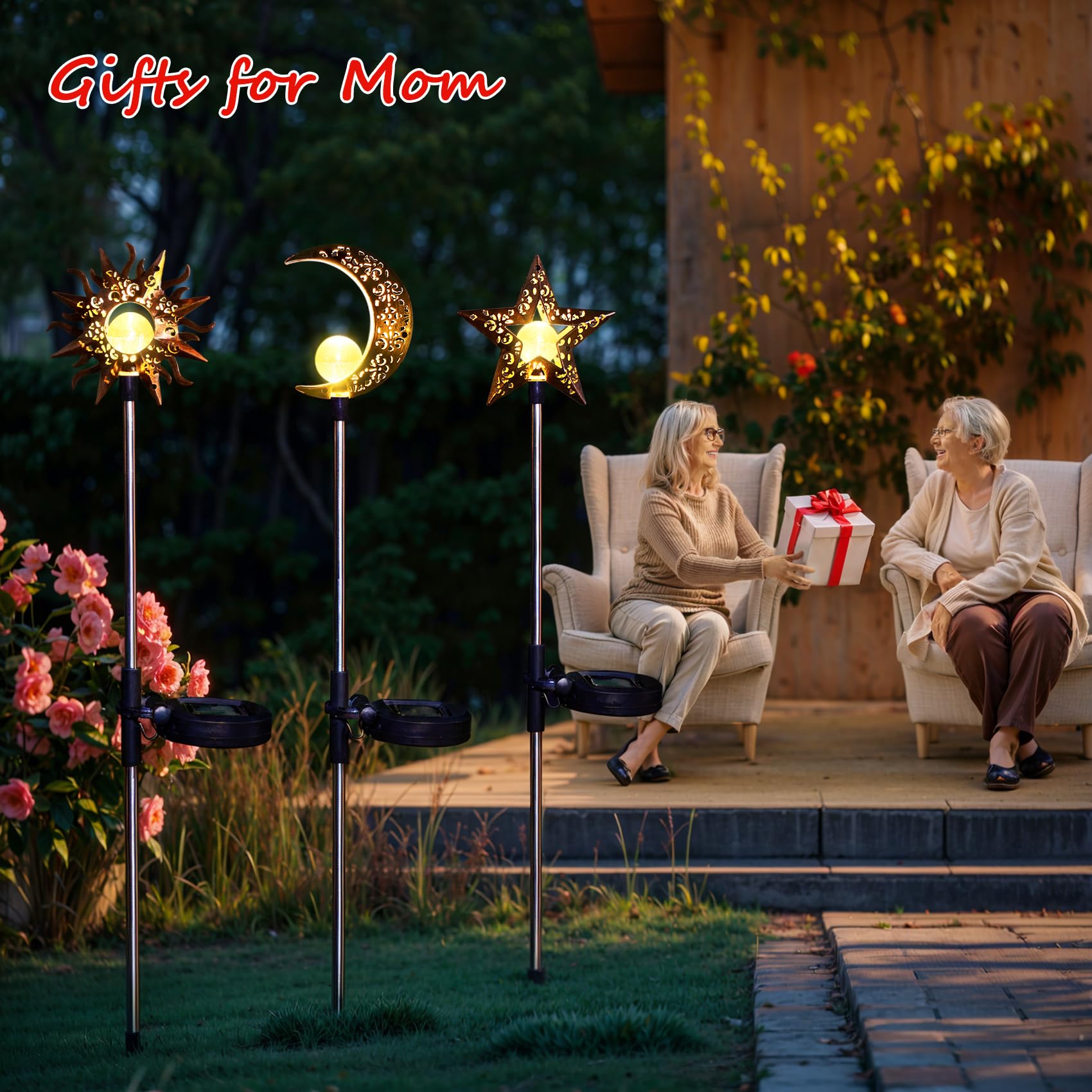 Tryme solar garden stake sun adds warm daytime glow and welcoming curb appeal