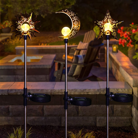 Tryme solar garden yard moon adds gentle illumination to outdoor spaces