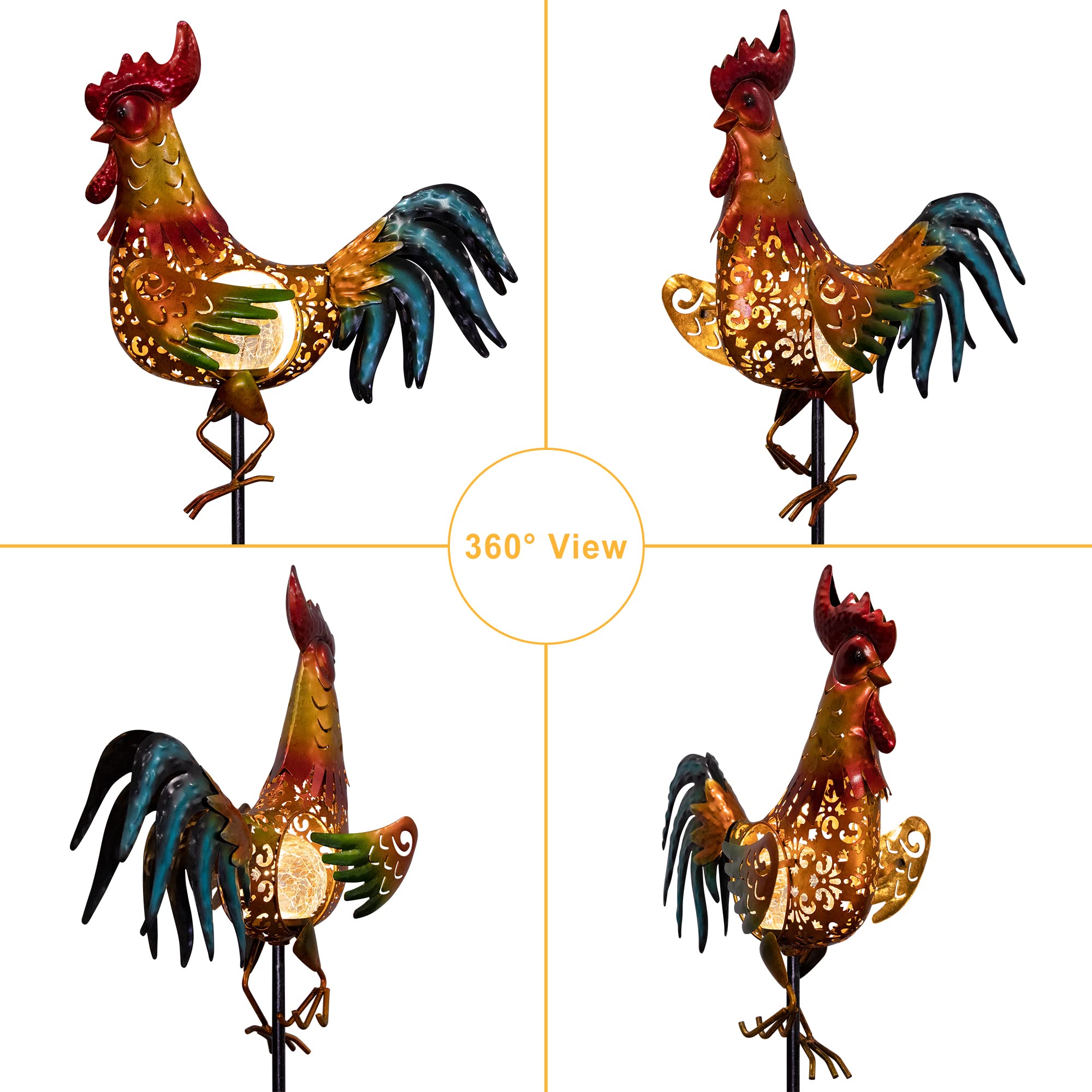 Tryme solar patio lawn garden art rooster for warm evenings