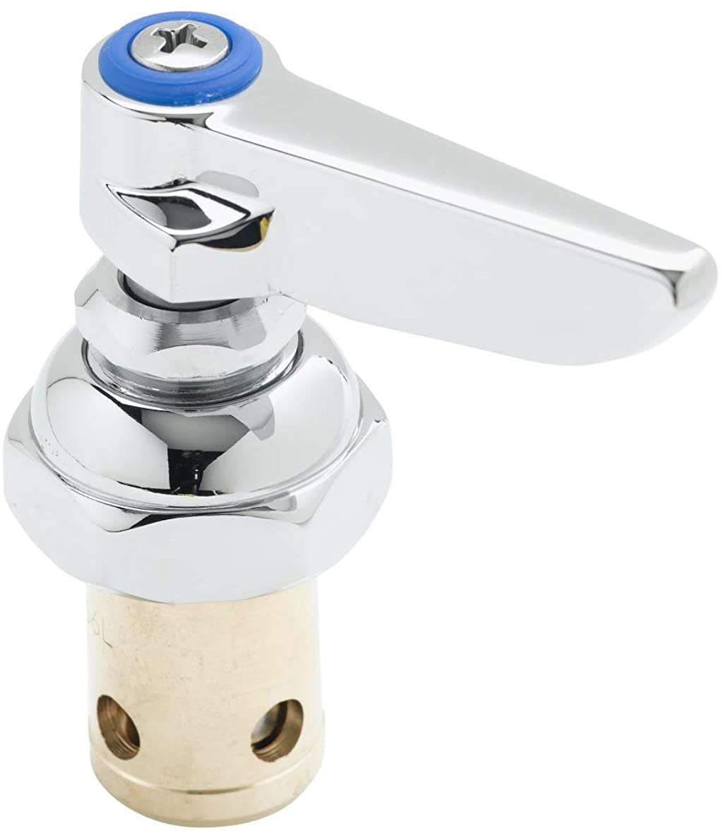 T&S Brass spindle assembly close-up shows durable cold-side stem for Eterna valves.