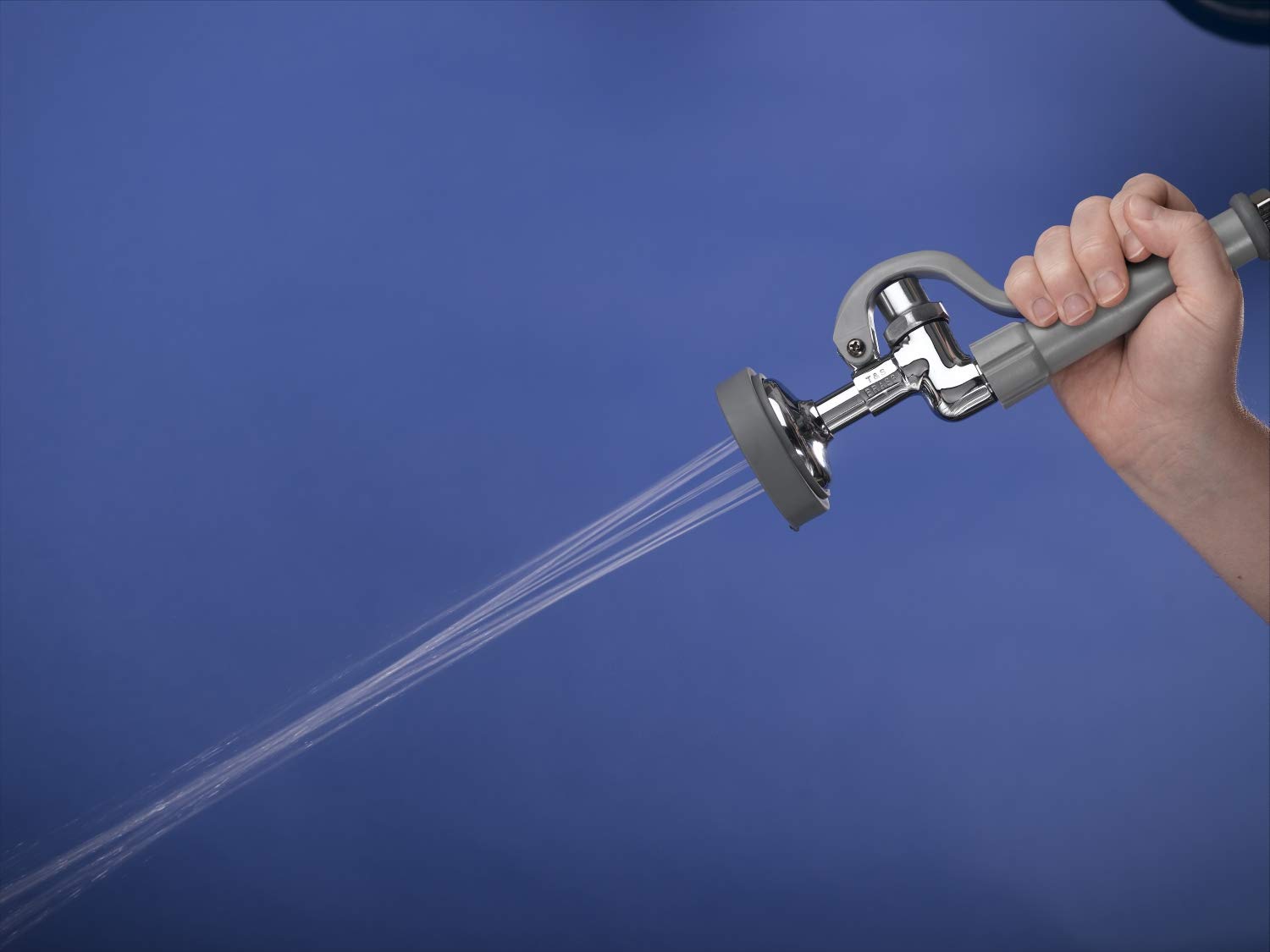 T&S Brass B-0107 nozzle close-up, precise spray for efficient cleaning.