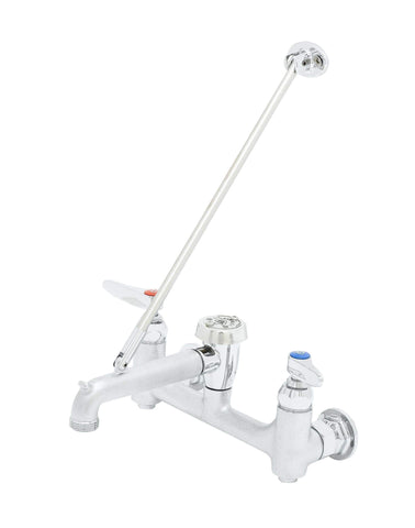 T&amp;S Brass service sink faucet with vacuum breaker spout and pail hook for efficient cleanups.