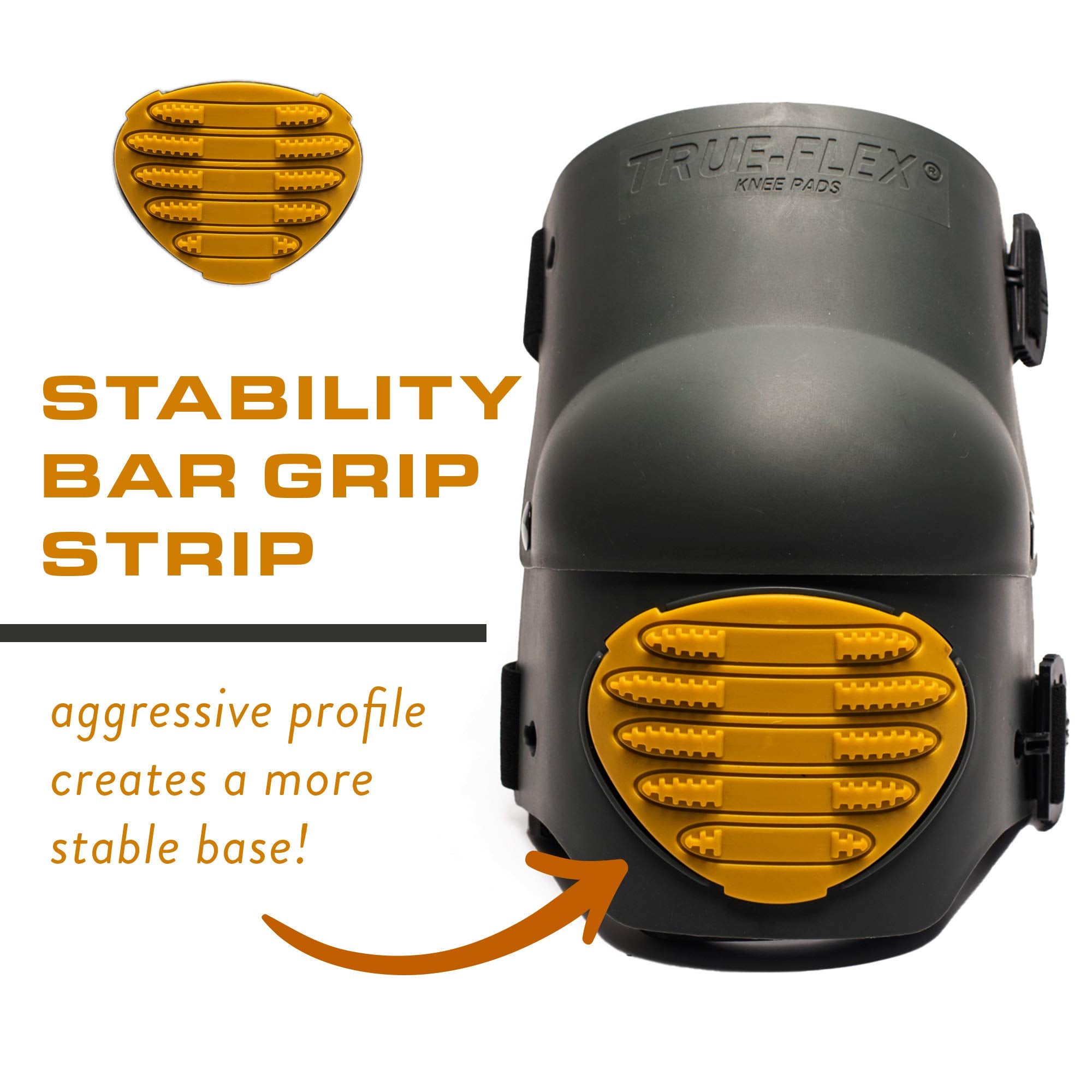 TSE Safety TSE-TFLX-XL knee pad side view showing ergonomic contours and secure straps.