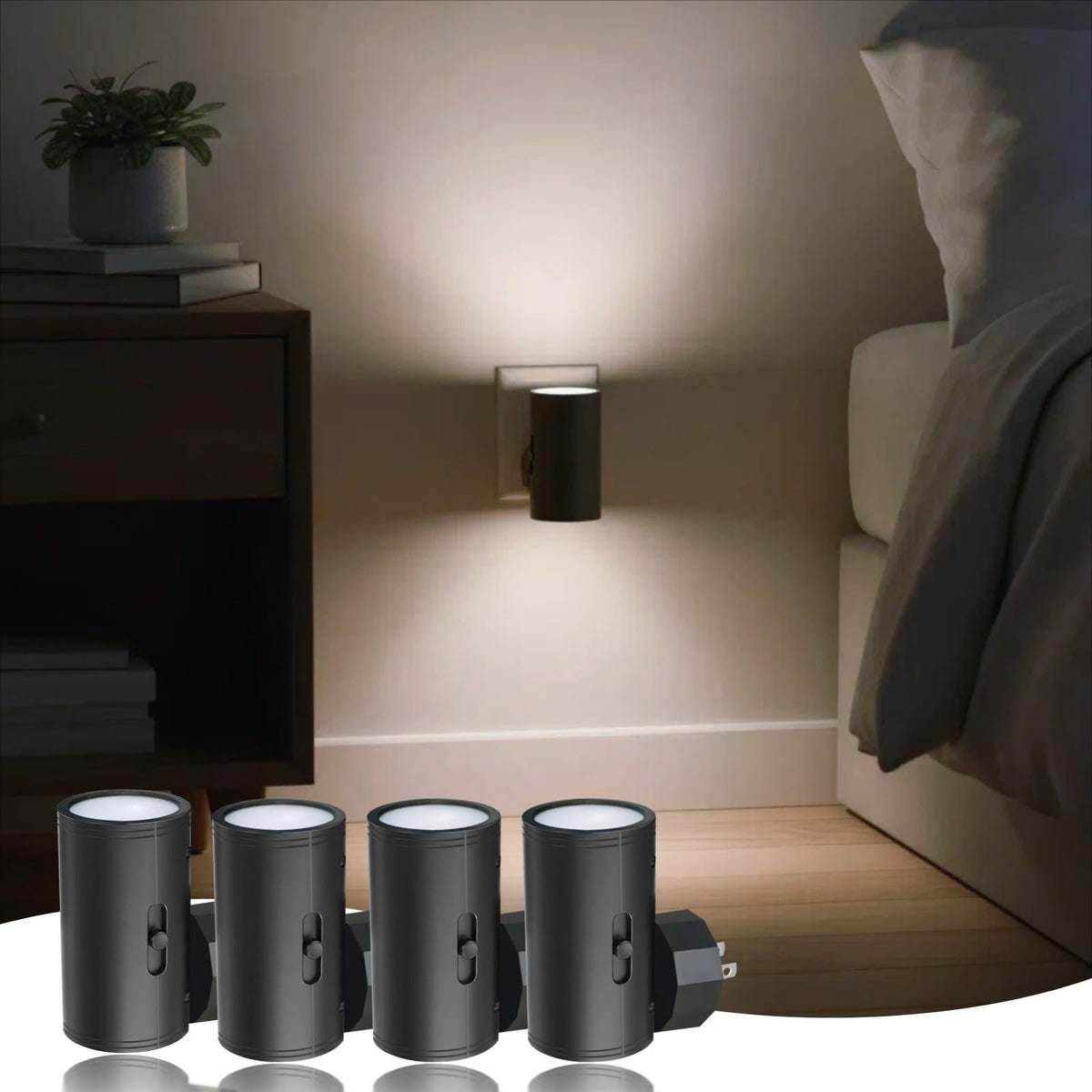 TSEXES LED night light with rotatable plug for flexible outlet placement.