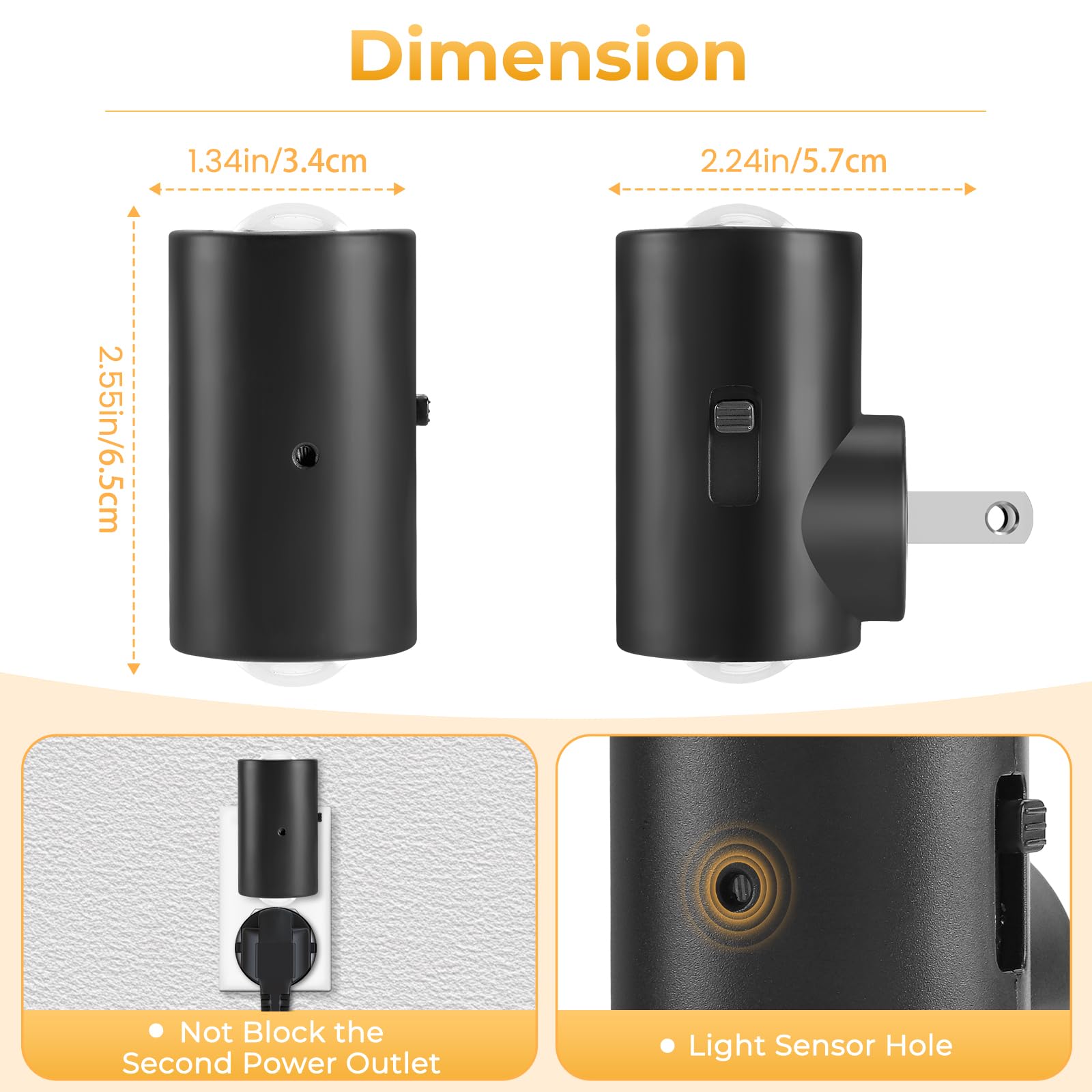TSEXES dusk-to-dawn sensor night light automatically lights when ambient light is low.