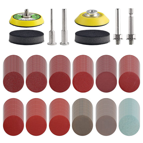 Tshya 2-inch sanding discs kit packaging showing 12 grits for versatile woodworking.