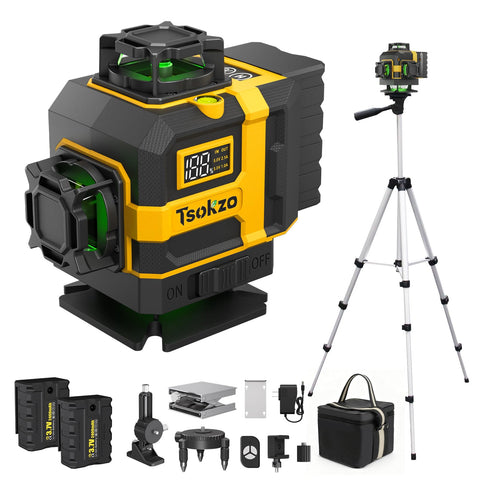 Tsokzo 360° laser level shows a sixteen-line green beam for precise indoor alignment