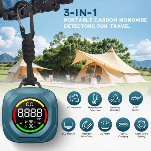 Tsokzo CO detector LCD display with color alerts for quick safety at a glance
