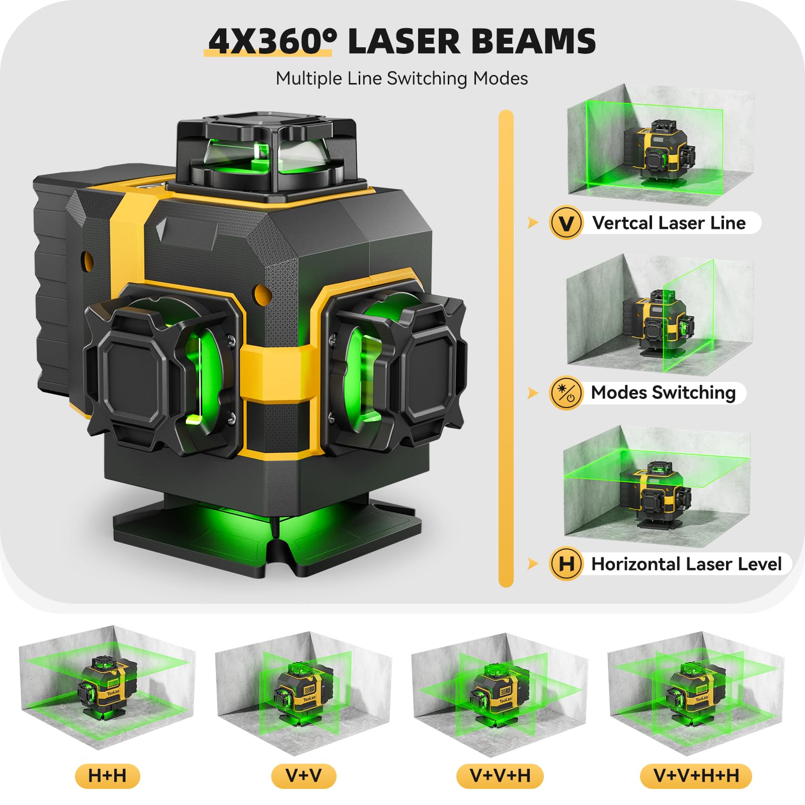 Tsokzo green beam remains visible in bright rooms for clear line projection