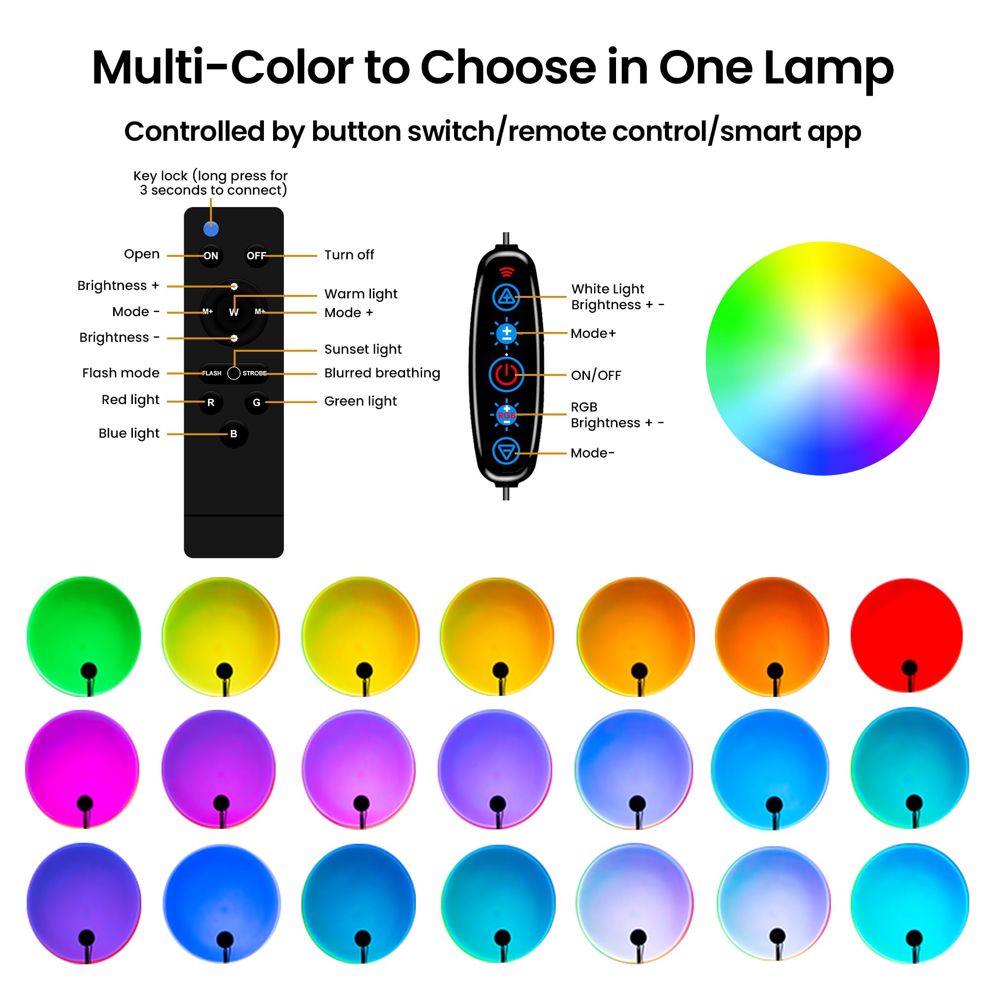 Tsrarey Sunset Lamp app control enables easy color customization.