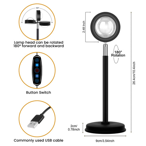 Tsrarey Sunset Lamp push-button switch for quick power and scenes.