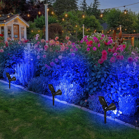 T-SUN Blue Solar Spotlight two-pack for versatile landscape lighting.