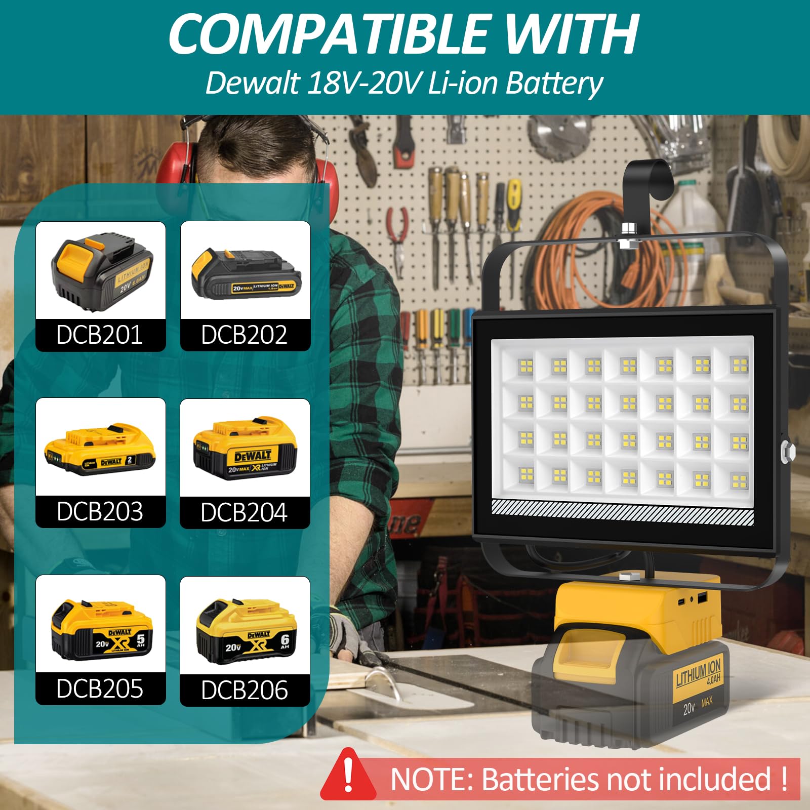 T-SUN shows Dewalt 20V Max compatibility for cordless power.