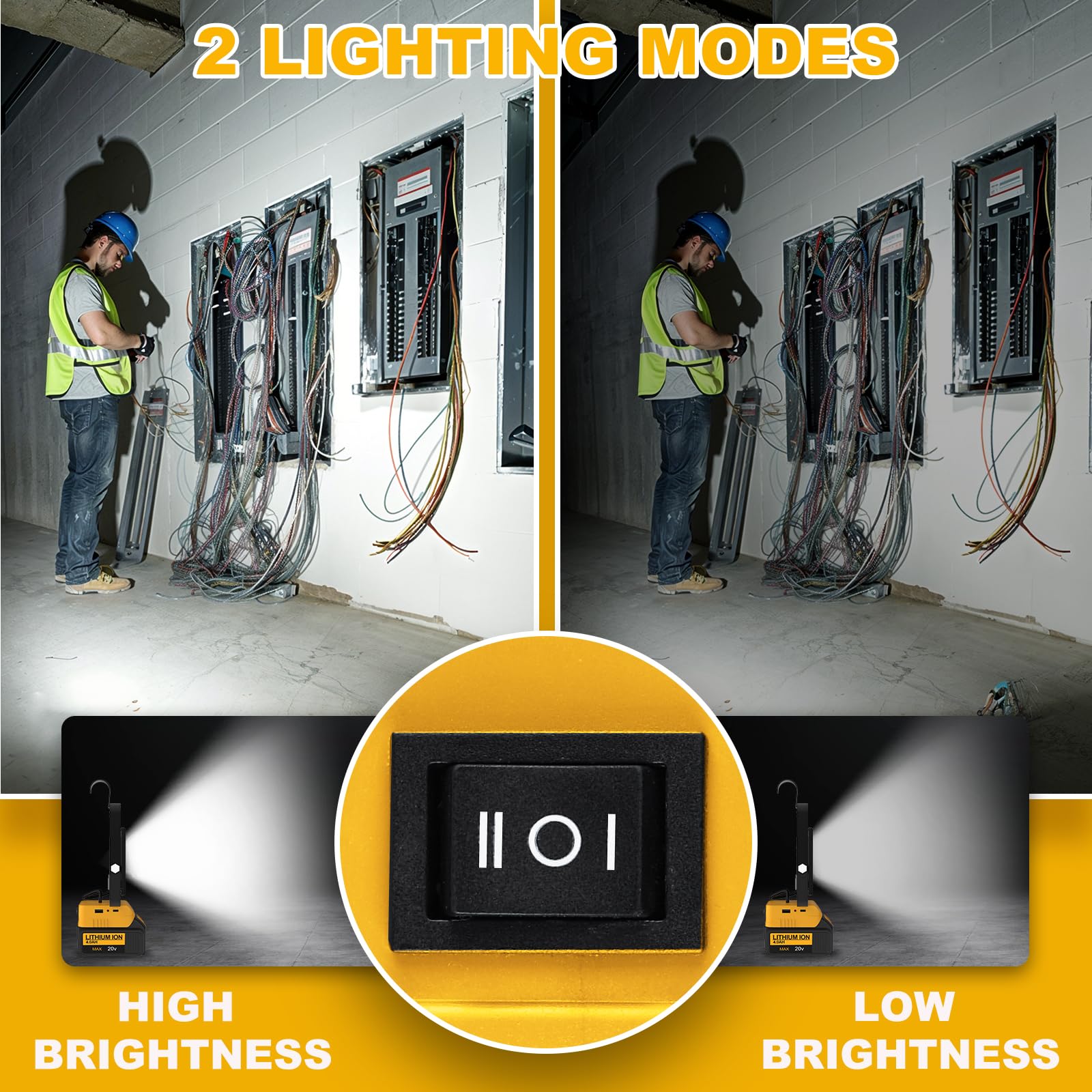T-SUN work light compatible with Dewalt batteries for flexible power on site