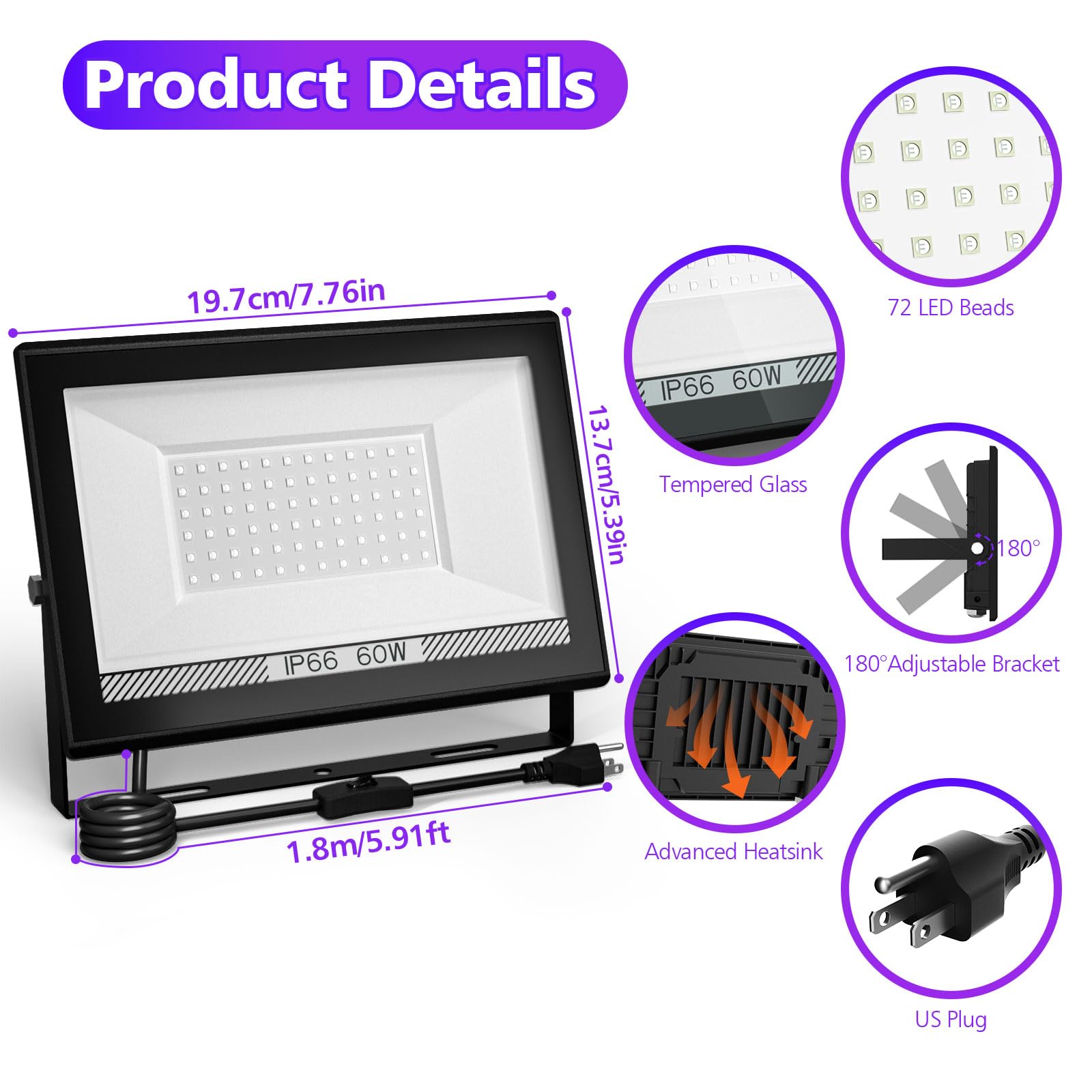 T-SUN glow party light ideal for Halloween and neon art displays.