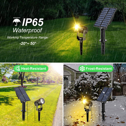 T-SUN waterproof spotlight withstands rain and snow for year-round use.