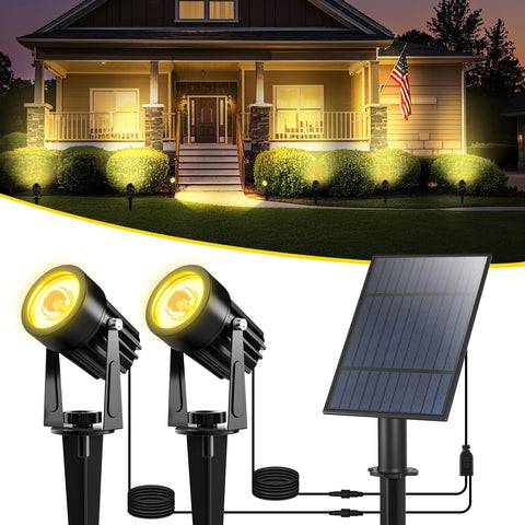 T-SUN solar spotlights dual-head outdoor LED light illuminate pathways and gardens