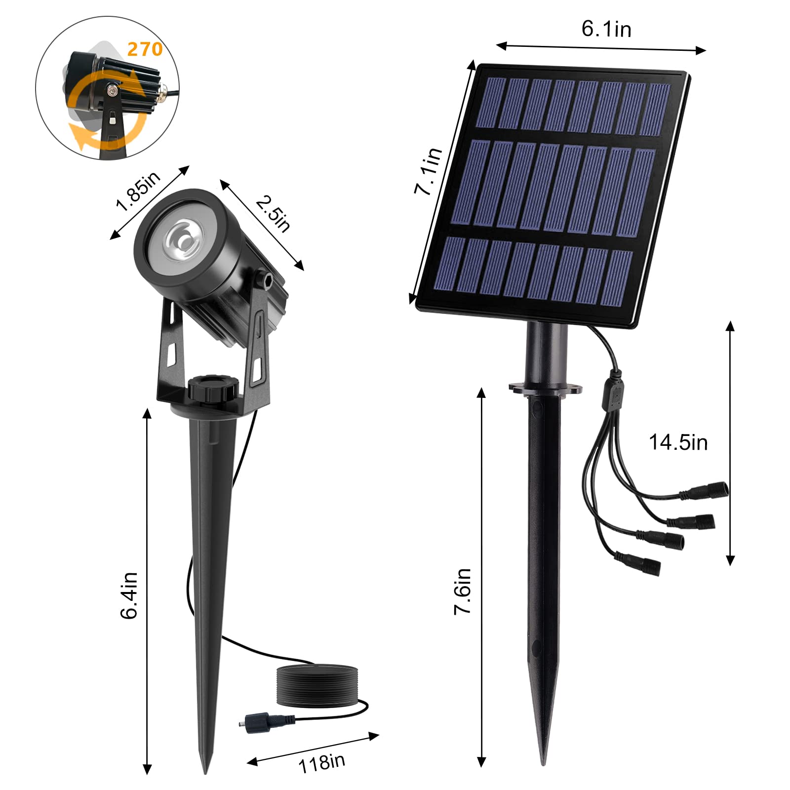 T-SUN wall-mountable solar spotlight for patio and yard lighting
