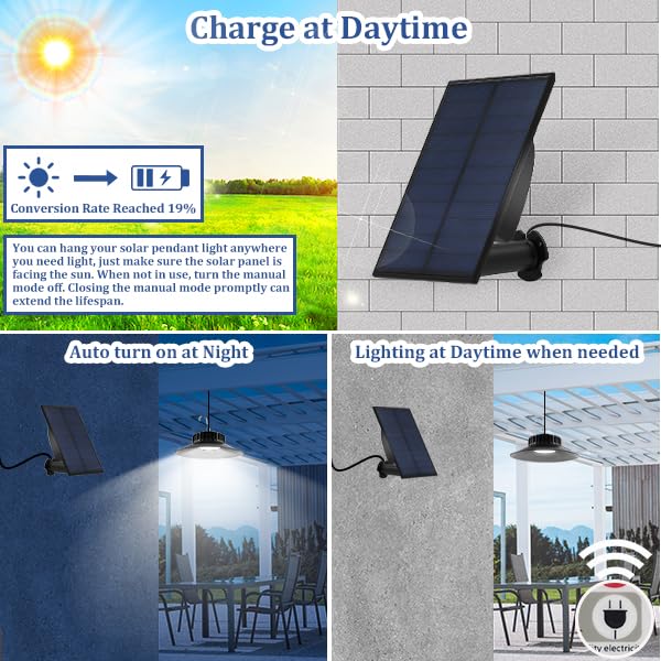 TSUNESLUX solar patio light with 3 color temperatures.