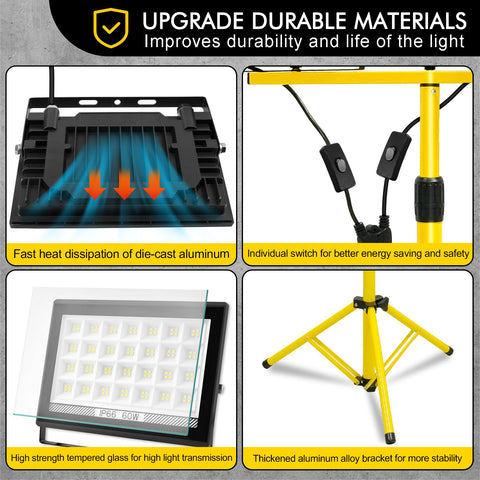 Foldable tripod stand enables quick transport and versatile setup across worksites.