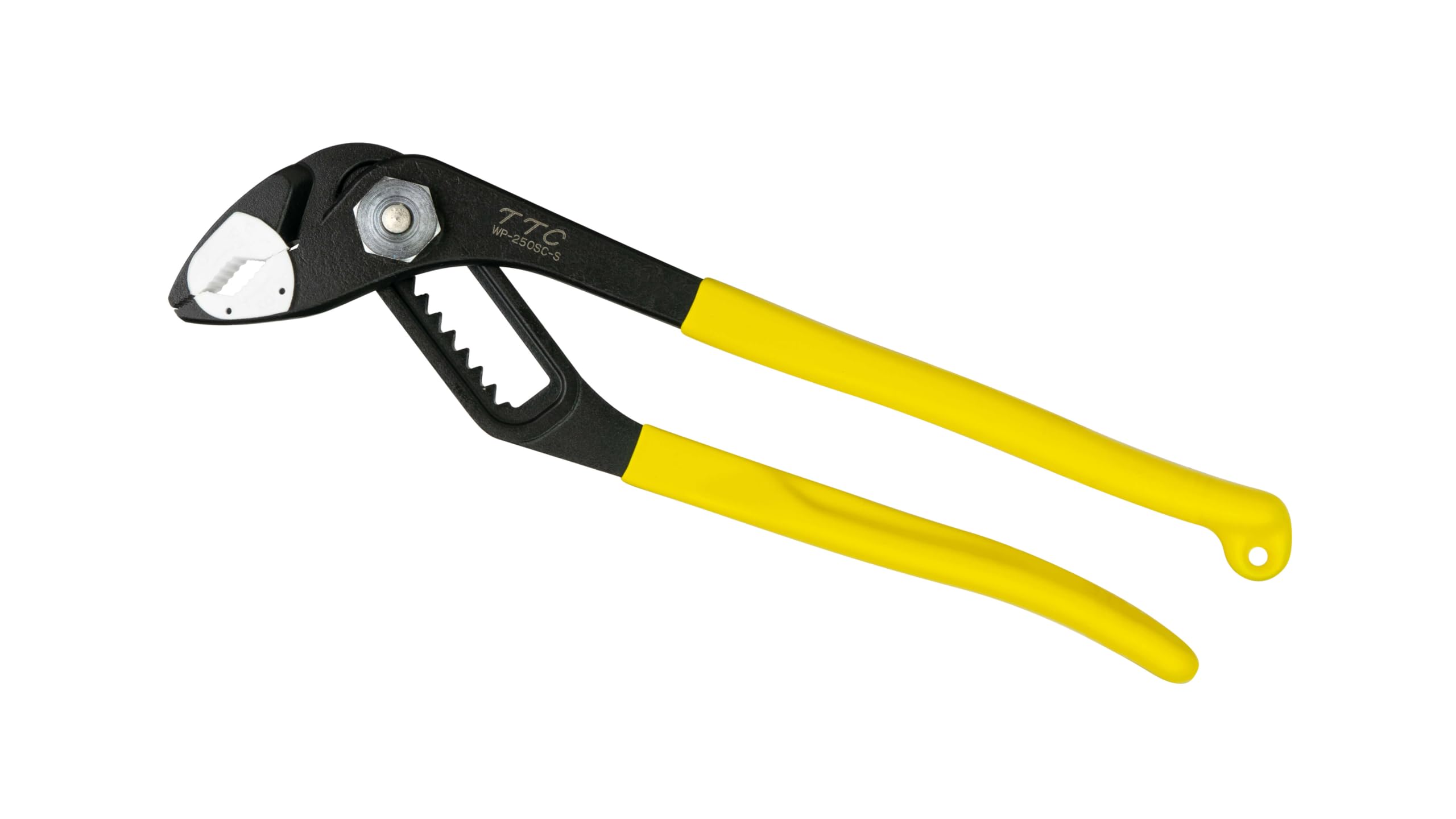 Tsunoda WP-250SC-S tongue-and-groove pliers gripping a smooth surface.